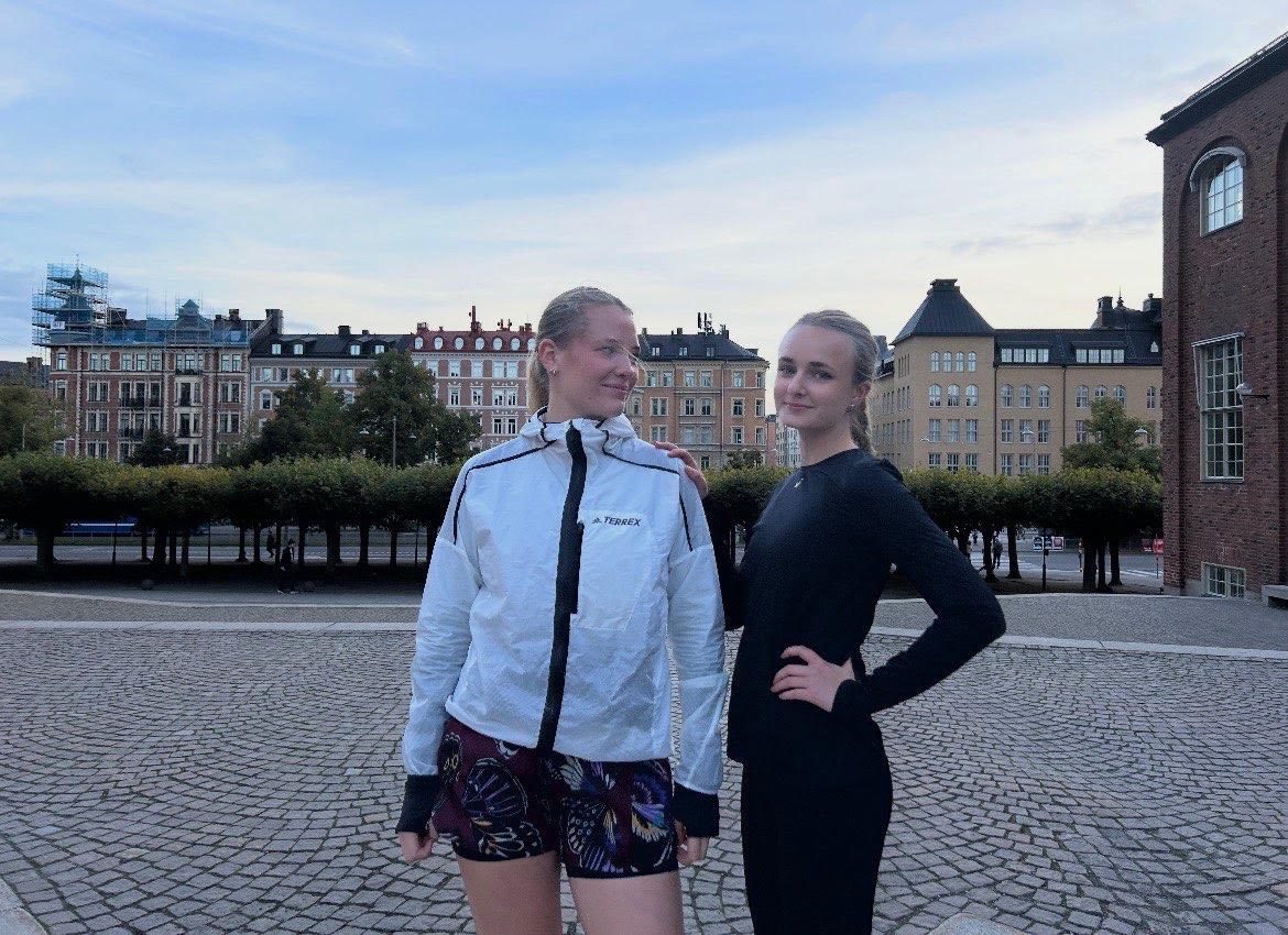 Elsa och Emma, grundarna av New Pace Run Club, vid KTH i Stockholm